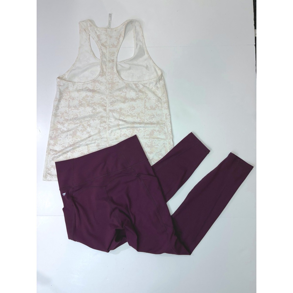 Fabletics Bundle Womens Activewear Set Small Plum Leggings‎ Beige Marble tank - Picture 3 of 7